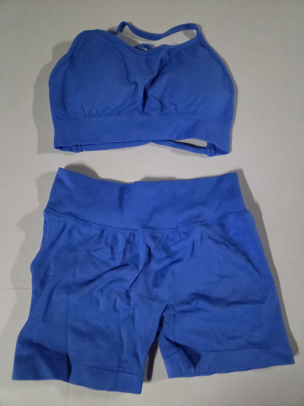 Large Blue Activewear Set - Sports Bra and High-Waist Shorts